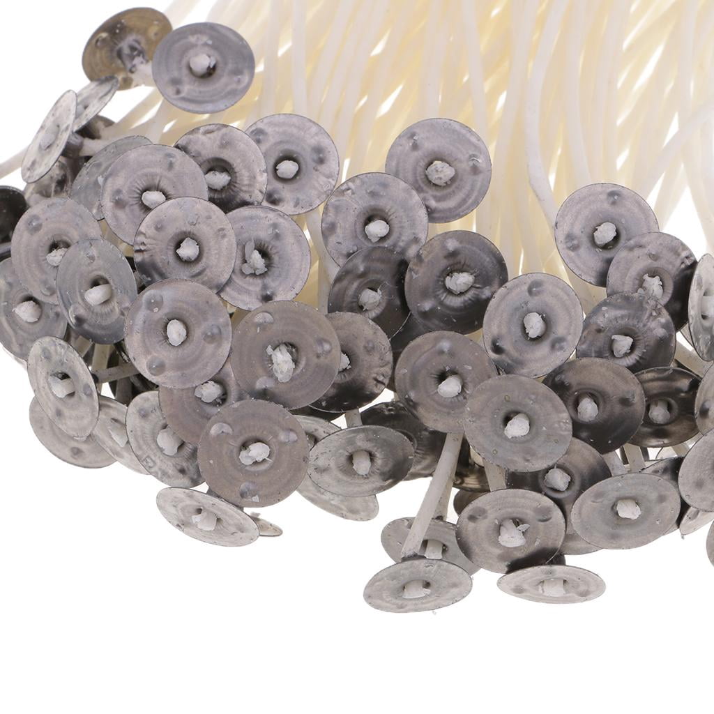 FVDPWYE 100x Pre-Waxed Tealight Candle Wicks with Sustainers For Candle Making 15cm 100pcs-15cm