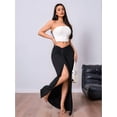 thumbnail image 4 of Jupe Longue Asymétrique Fendue Taille Haute à devant Torsadé pour Femmes, Noire, pour Sortir, 4 of 9