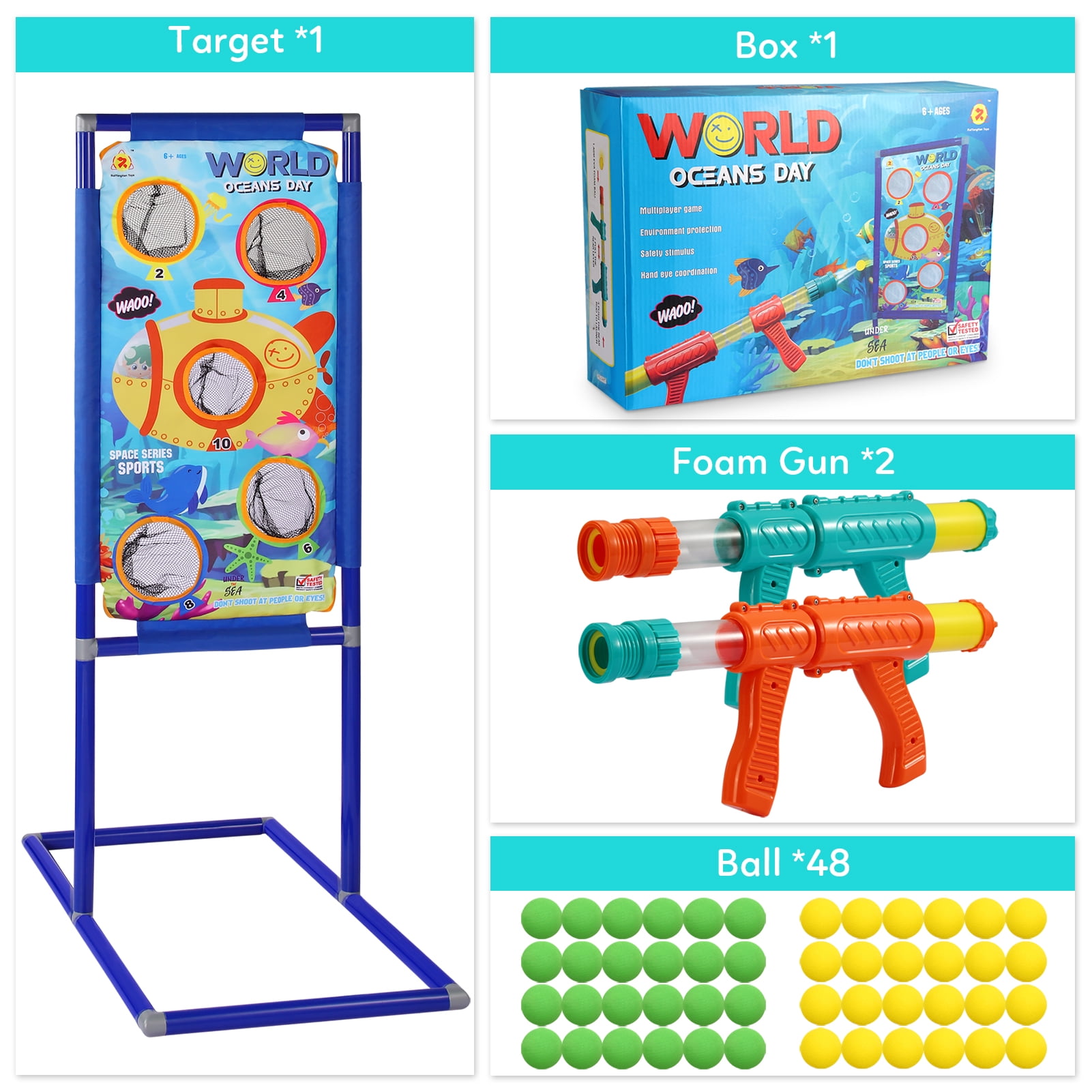 Shooting Game Toy for Boys Girls, 2 Foam Ball Popper Air Toy Guns with