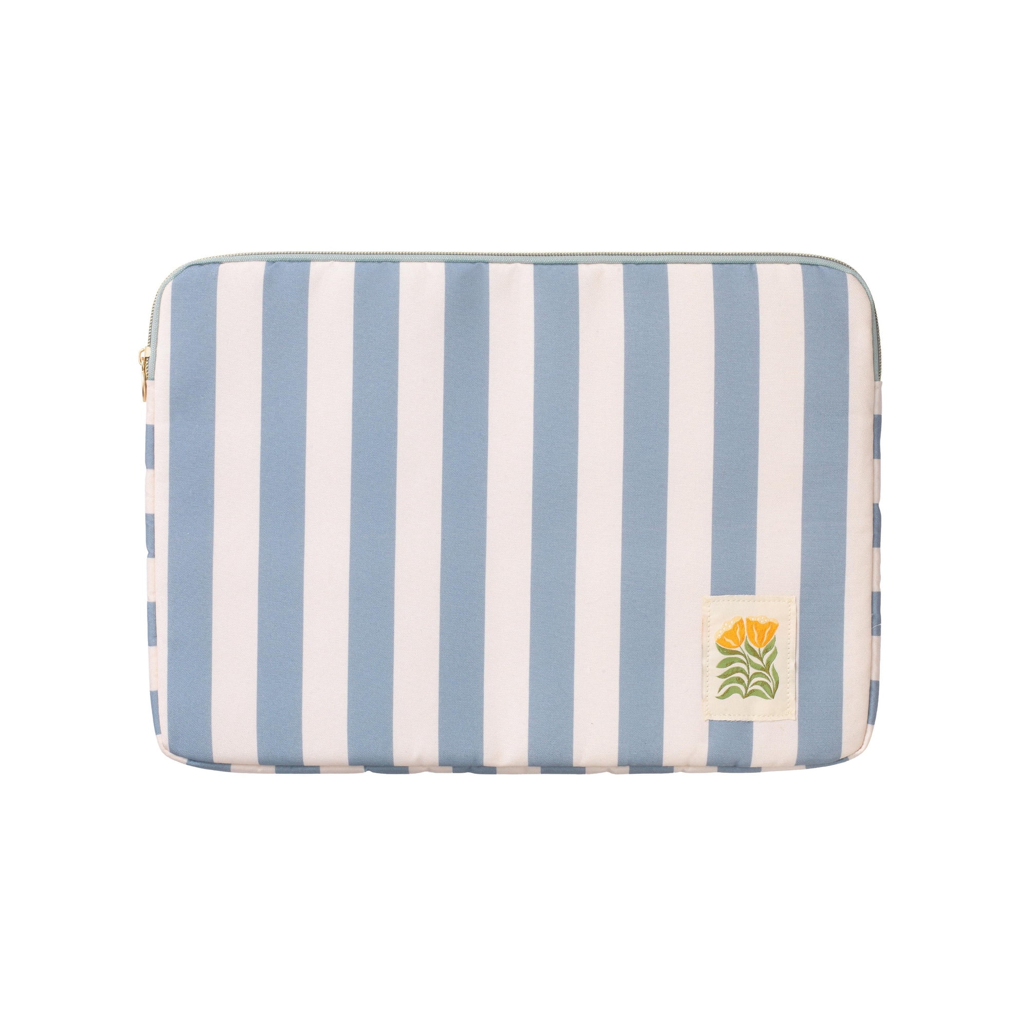 Papier To Go Zip Around Fabric Lap Top Case, Wavy Floral Lines, 15” x 10.6”, Blue