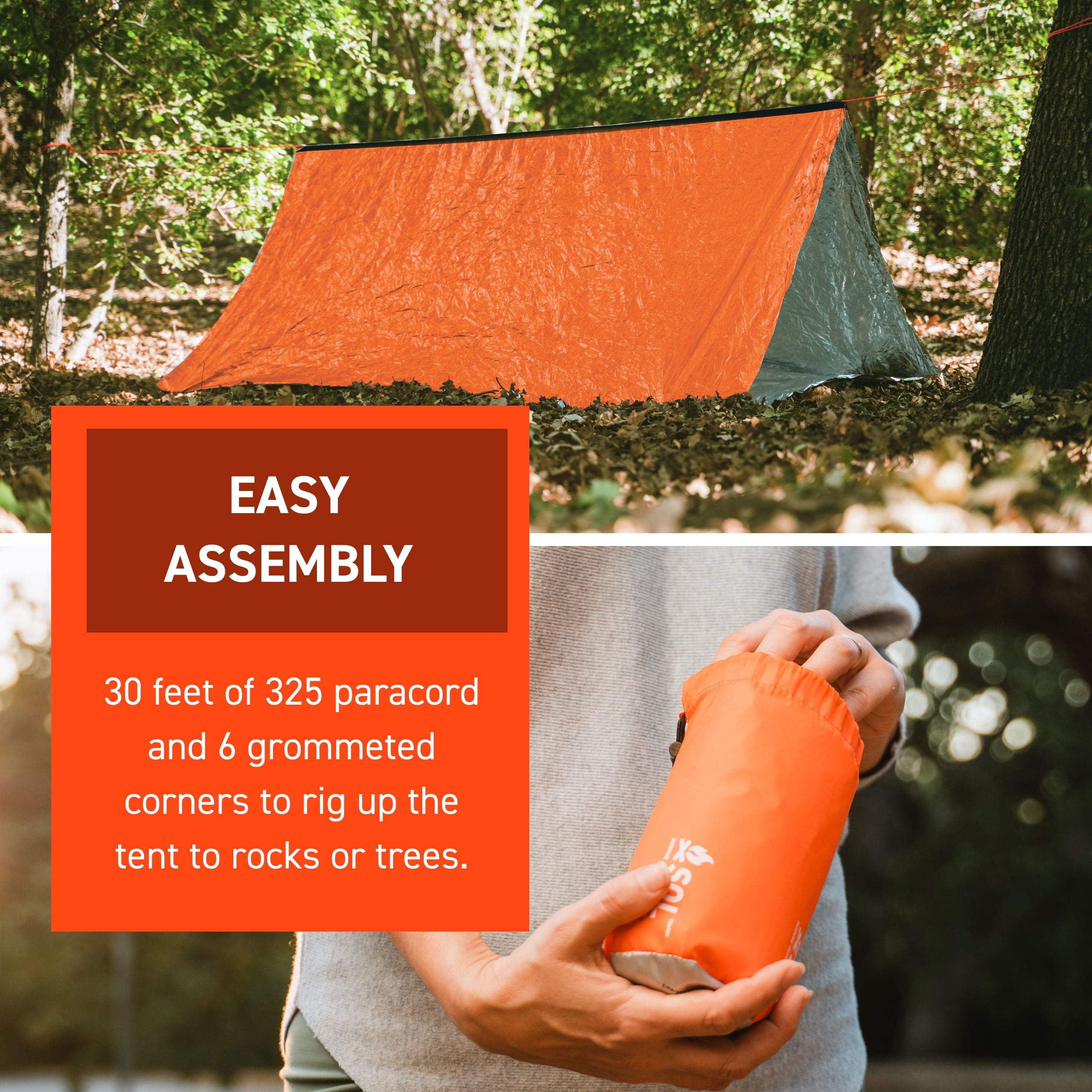 Survive Outdoors Longer Emergency Tent, Orange