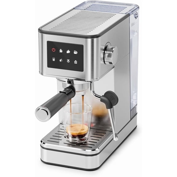 Compact Espresso Machine with Steam Wand for Home Latte & Cappuccino