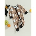 thumbnail image 3 of Bagilaanoe Newborn Baby Boy Girl Halloween Pajamas Pumpkin Print Long Sleeve Footed Jumpsuits 3M 6M Infant Zipper One Piece Rompers, 3 of 8