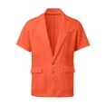 thumbnail image 4 of IWRICH Men's Short Sleeve Suit Sets Plain Formal Blazer Jacket and Shorts Wedding Party Business Casual Attire Orange XL, 4 of 7
