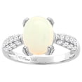 thumbnail image 1 of 14K White Gold Natural Opal Engagement Ring Oval 10x8 mm & Diamond Accents, size 6, 1 of 3