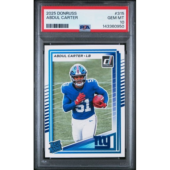 Graded 2025 Donruss Abdul Carter #315 Rookie RC Football Card PSA 10 Gem Mint
