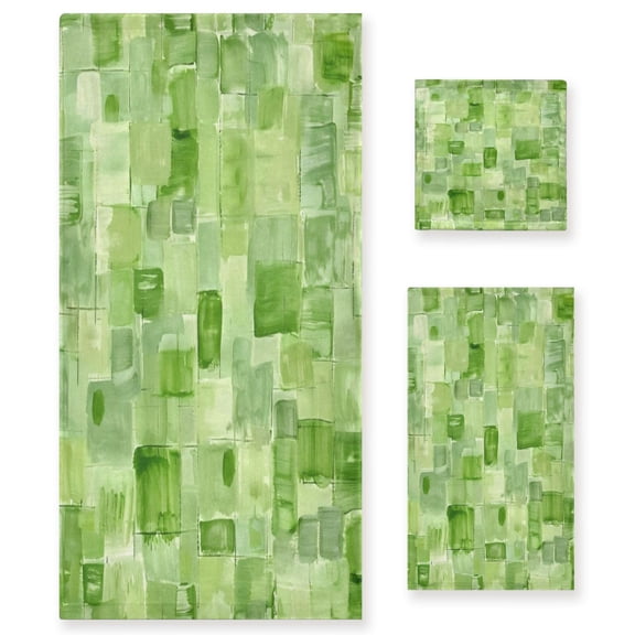 Three-Piece Towel Set Face Towel Towel Set Hand Towel Bath Towel Cotton Bath Towels Bath Towel Sets Hand Bath Towels Green Square