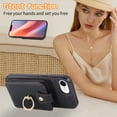 thumbnail image 3 of Compatible with iPhone 16e/SE 2025/SE 4 Wallet Phone Case Screen Protector Ring Crossbody Strap Stand Credit Card Holder RFID Cell Cover for i Phone16e i16e 16 e SE4 4th Generation Women Girls Black, 3 of 9