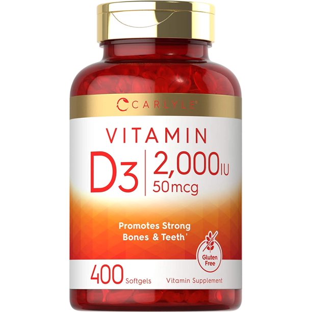 Vitamin D3 2000 IU Softgels | 400 count | Non-GMO, Gluten Free | by Carlyle  - Walmart.com
