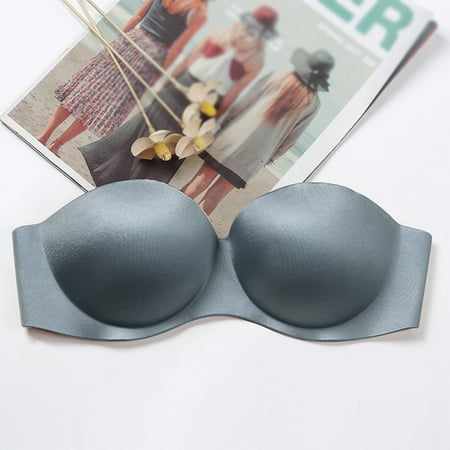 

Aayomet Bras For Women Women s Non Steel Ring Non Slip No Shoulder Strap Beautiful Back Chest Patch Gathering Comfortable Gray 34