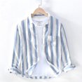 thumbnail image 1 of REDHOTYPE Chemises en Lin Pur pour Hommes Manches Longues Col Rabattu Basique Classique Mode Homme Couleur Unie Vêtements Rétro, 1 of 1