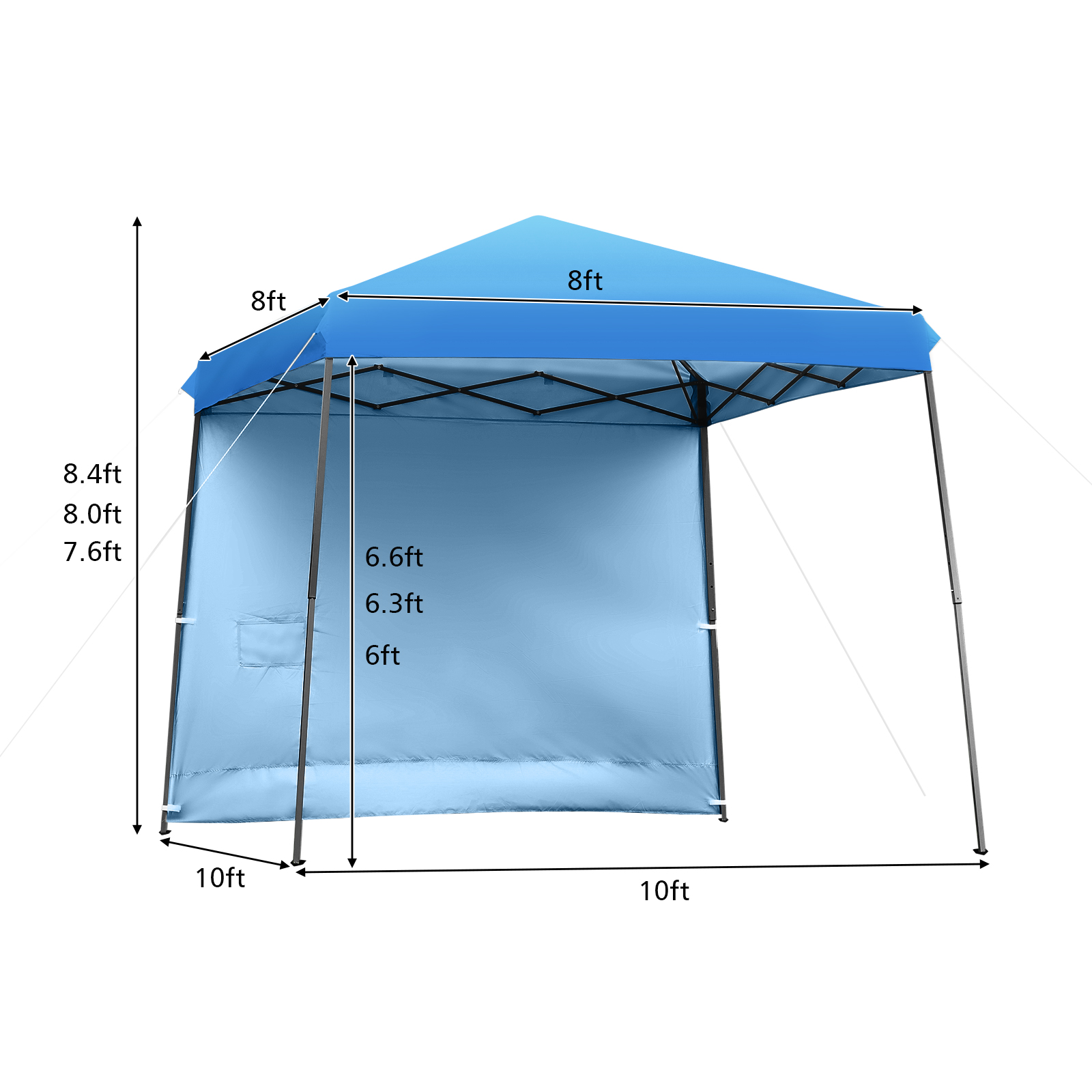 Patiojoy Pop Up Gazebo Tent 17'x10' Adjust Dual Half Awnings Folding Blue