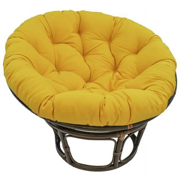 42 in. Rattan Papasan Chair with Solid Twill Cushion, Sun Set