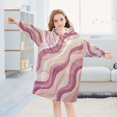 thumbnail image 5 of FORMRS Wearable Blanket Hoodie with Sleeves for Kids Cozy Flannel Sweatshirt, Pink Brown Pattern, 5 of 7
