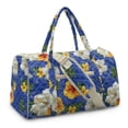 thumbnail image 2 of Garronmavis Large Blue Tropical Hibiscus Quilted Duffle Bag for Women, Weekender Travel Bag Carry On Overnight Gym Dance Tote with Luggage Sleeve & Zipper Pockets, 2 of 7
