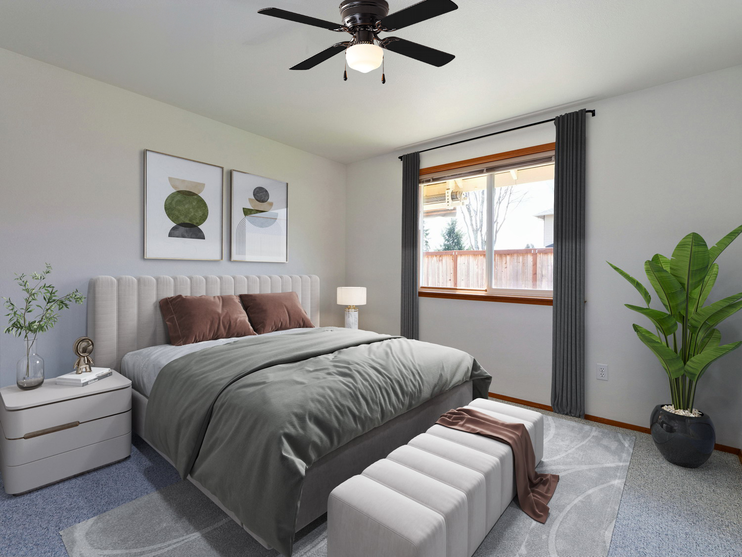 MAINSTAYS 42 INCH HUGGER INDOOR CEILING FAN WITH LIGHT KIT, BLACK, 4 BLADES, REVERSE AIRFLOW