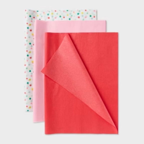 20ct Christmas Polka Dot and Solid Tissue Paper Red/Pink/White - Spritz