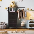 thumbnail image 6 of Homeiju Dresser with Hanging Rack, Reversible Dresser for Bedroom with 4 Drawers & Coat Rack & Side Pockets, Chest of Drawers with Clothes Rack, Kids Dressers for Bedroom, Black, 6 of 9