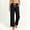 Black, variant on Women's High-Waist Wide Leg Pants, Elastic Waist with Drawstring, Casual Trousers with Pockets for Everyday Use Blue S