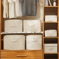 thumbnail image 3 of EIMELI Linen Fabric Storage Box Cube Double Zipper Closure Storage Box for Comforters Bedding and Toys, 3 of 5
