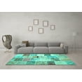 thumbnail image 3 of Ahgly Company Machine Washable Indoor Square Patchwork Turquoise Blue Transitional Area Rugs, 5' Square, 3 of 4