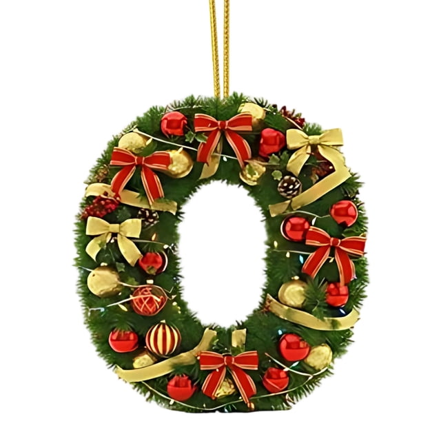 Adornos navideños personalizados para el árbol | Colgantes con monograma de 26 letras y diseño de gorro de Papá Noel