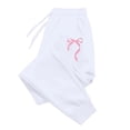 thumbnail image 4 of Womens Sweatpants Bow Print Straight Leg Pants Casual High Waist Drawstring Sweatpants Loose White L, 4 of 4