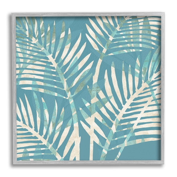 Stupell Industries Tropical Leaves Abstract Botanical & Floral Painting Gray Framed Art Print Wall Art, 24 x 24