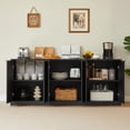 thumbnail image 3 of PORKISS Modern TV Cabinet for 75" TV, Wood Media Console Cabinet with Storage, Fluted Entertainment Center for Living Room, Black, 3 of 9