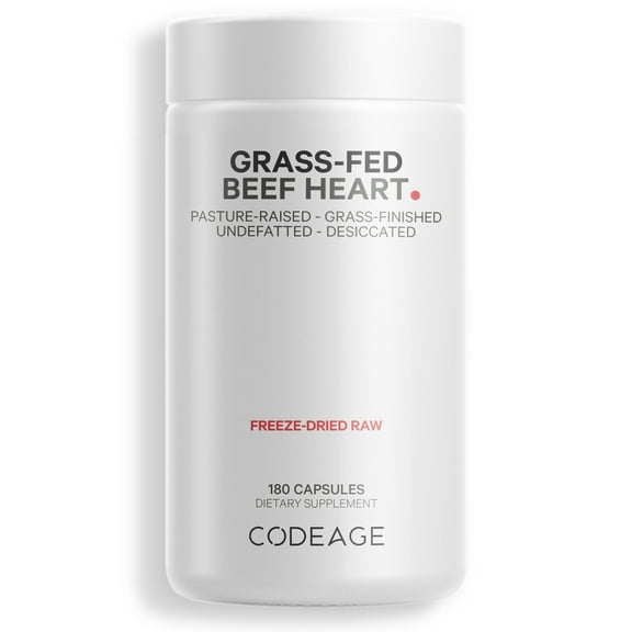 Codeage Grass-Fed Beef Heart, 180 Vegetable Capsules