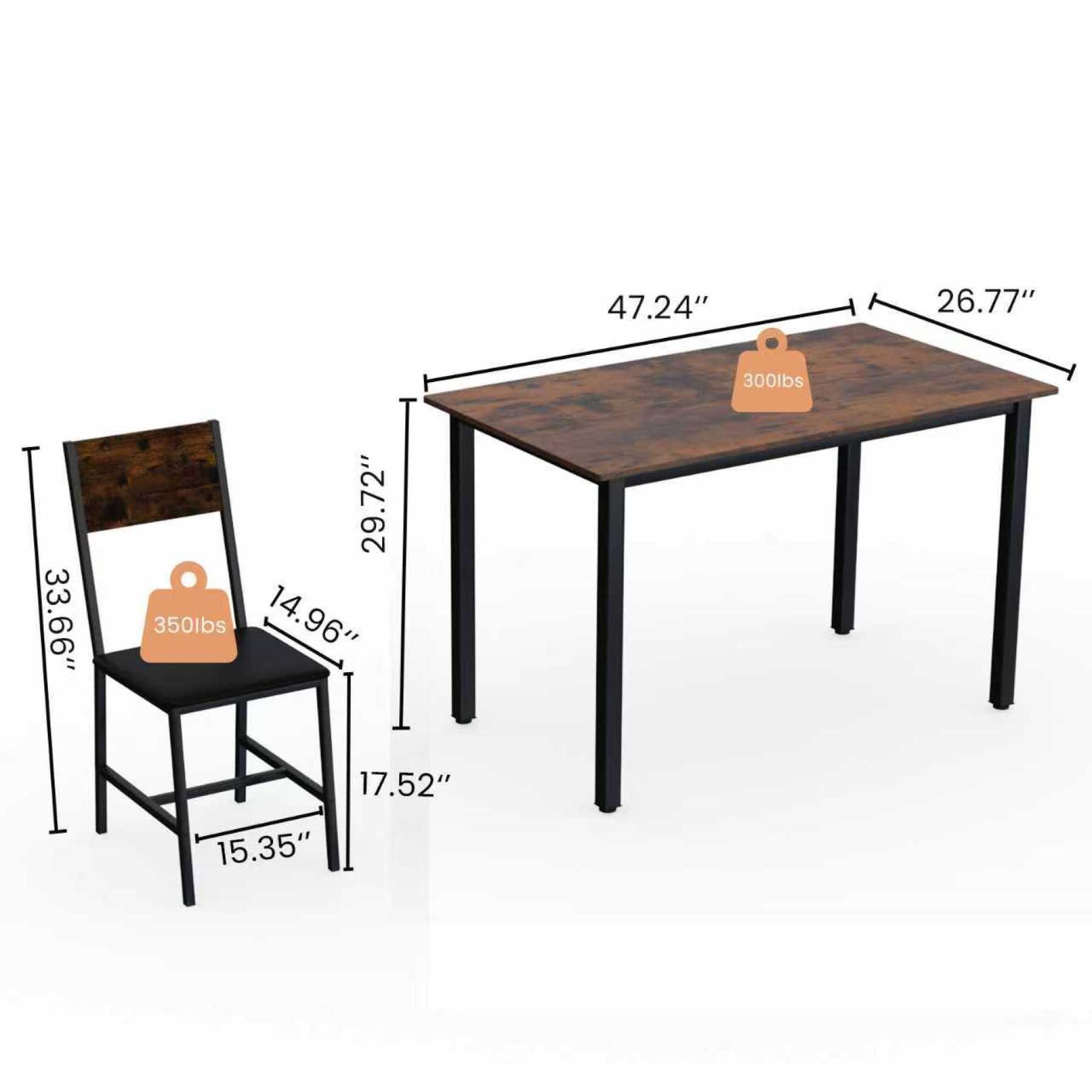 Leumius Dining Table Set for 4,Modern Wooden Kitchen Table, Square Dinette Set for Kitchen Dining Room,Dark Walnut 03