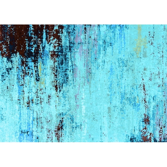 Ahgly Company Indoor Rectangle Oriental Light Blue Industrial Area Rugs, 7' x 10'