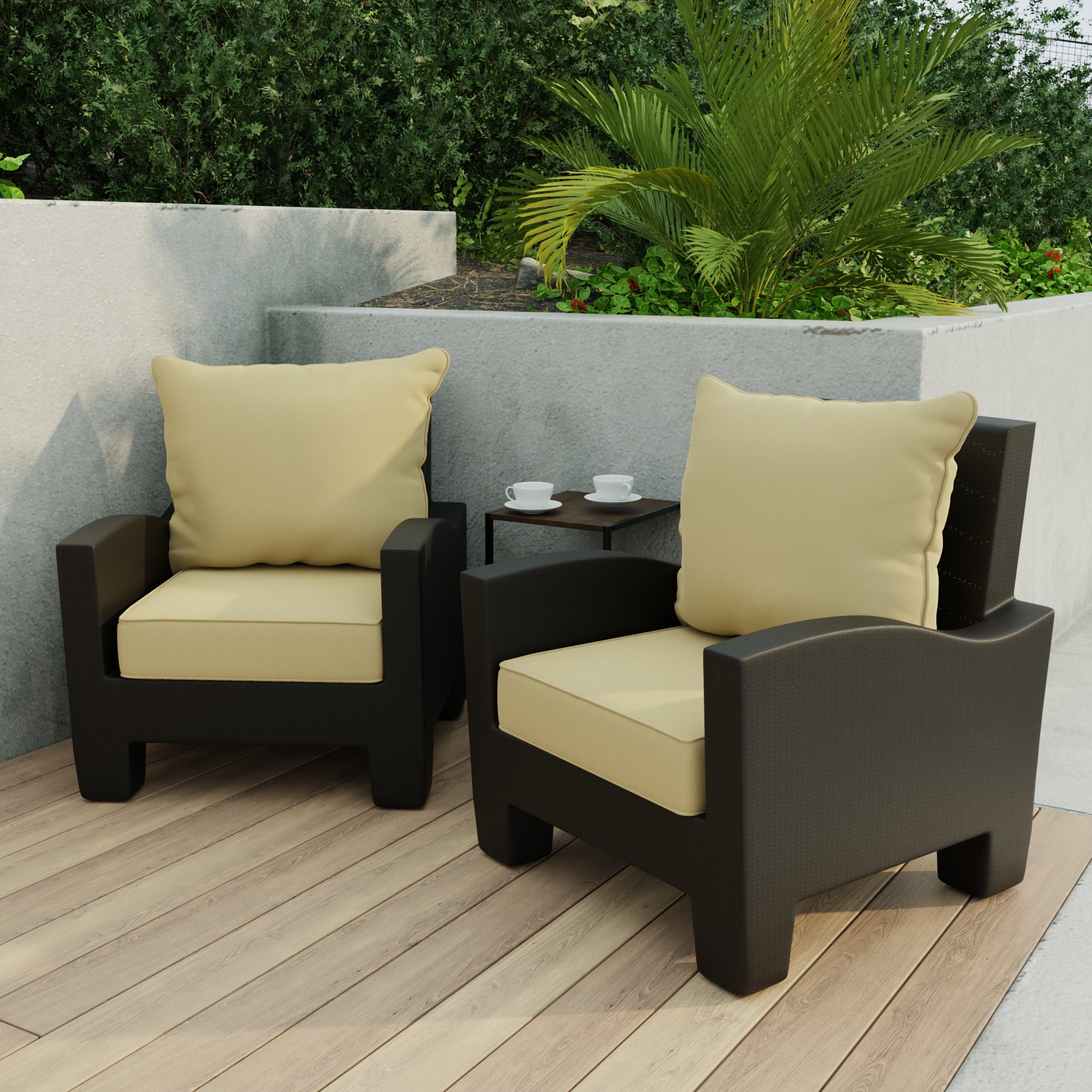 Jordan Manufacturing 46.5" x 24" McHusk Birch Beige Crosshatch Rectangular Outdoor Deep Seat Chair Cushion Set with Welt
