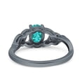 thumbnail image 3 of Art Deco Oval Engagement Ring Black Tone Paraiba Tourmaline CZ 925 Sterling Silver Size 8, 3 of 6