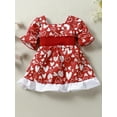 thumbnail image 2 of Kiapeise Infant Toddler Girls Valentine Outfits Spring Clothes Tutu A-line Ruffle Short Sleeve Love Heart Dress with Bowknot, 2 of 9