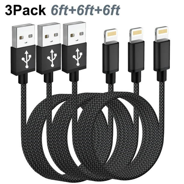 3Pack 6ft iPhone Charger Cord XUDUO MFi Certified Lightning Cable Fast Charging USB Cable