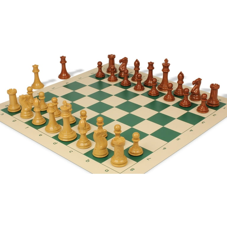Professional Deluxe Carry-All Plastic Chess Set Wood Grain Pieces with  Vinyl Roll-up Board & Bag – Lime Green - The Chess Store
