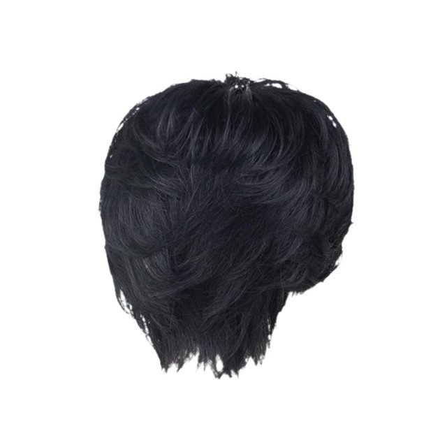 Peluca Corta De Cabello Humano Real Para "con Flequillo Negro Recto Natural Yuyangstore Peluca de pelo de mujer de moda
