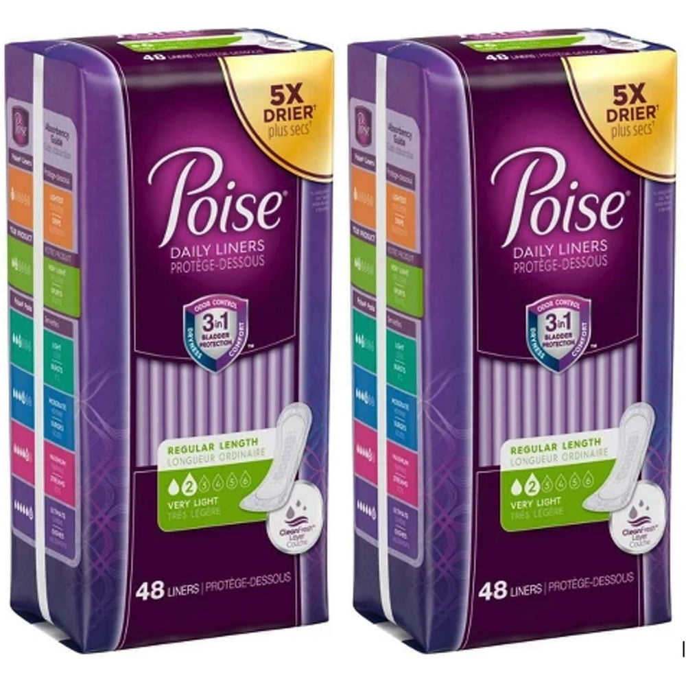 Poise Pantiliners Regular Length Very Light Absorbency 48ct Each (Pack
