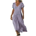 thumbnail image 2 of Taylonsss Robe Longue Fluide à Manches Courtes à Col en V à Imprimé Floral pour Femmes, Tenue Décontractée de Plage et de Villégiature, 2 of 5
