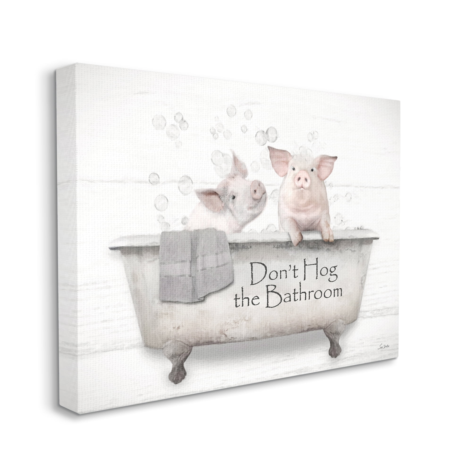 Stupell Industries Hog Bathroom Pigs Animals & Insects Painting Gallery Wrapped Canvas Art Print Wall Art, 40 x 30