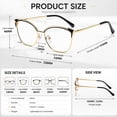 thumbnail image 5 of 3 Pack Trendy Blue Light Glasses Women Cat Eye Metal Frame Computer Office Laptop, 5 of 7