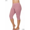 thumbnail image 3 of Zenana Women's Essential Basic Cotton Spandex Stretch Below Knee Length 15" Leggings, 3 of 4