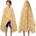 thumbnail image 3 of Yellow Daisy Flower Retro Pattern Hooded Bath Towel，60"x35" for Ages 3 To 12 Kids, Quick Dry Lightweight Soft Microfiber Hood Beach Towel Cover Up for Kids, 3 of 7