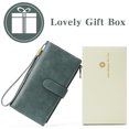 thumbnail image 7 of FALAN MULE Women Leather Wallet Large Capacity Bifold RFID Blocking Card Holder with Double Zipper Coin Pocket, 7 of 7