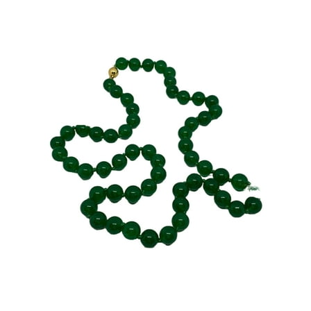 Natural Emerald Gemstone 10 MM Round Long Beaded Necklace