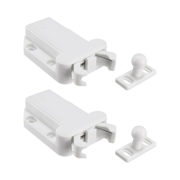 Uxcell Push Open Latch Lock Touch Catch for Furniture ABS White 2 Pack