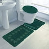 GorgeousHomeLinen(#5) 3pc HUNTER GREEN Elegance New Style Floral Bathroom Mat Set with Contour Mat Toilet Lid Cover and Bath Mat, 100%.., By Gorgeous Home LINEN