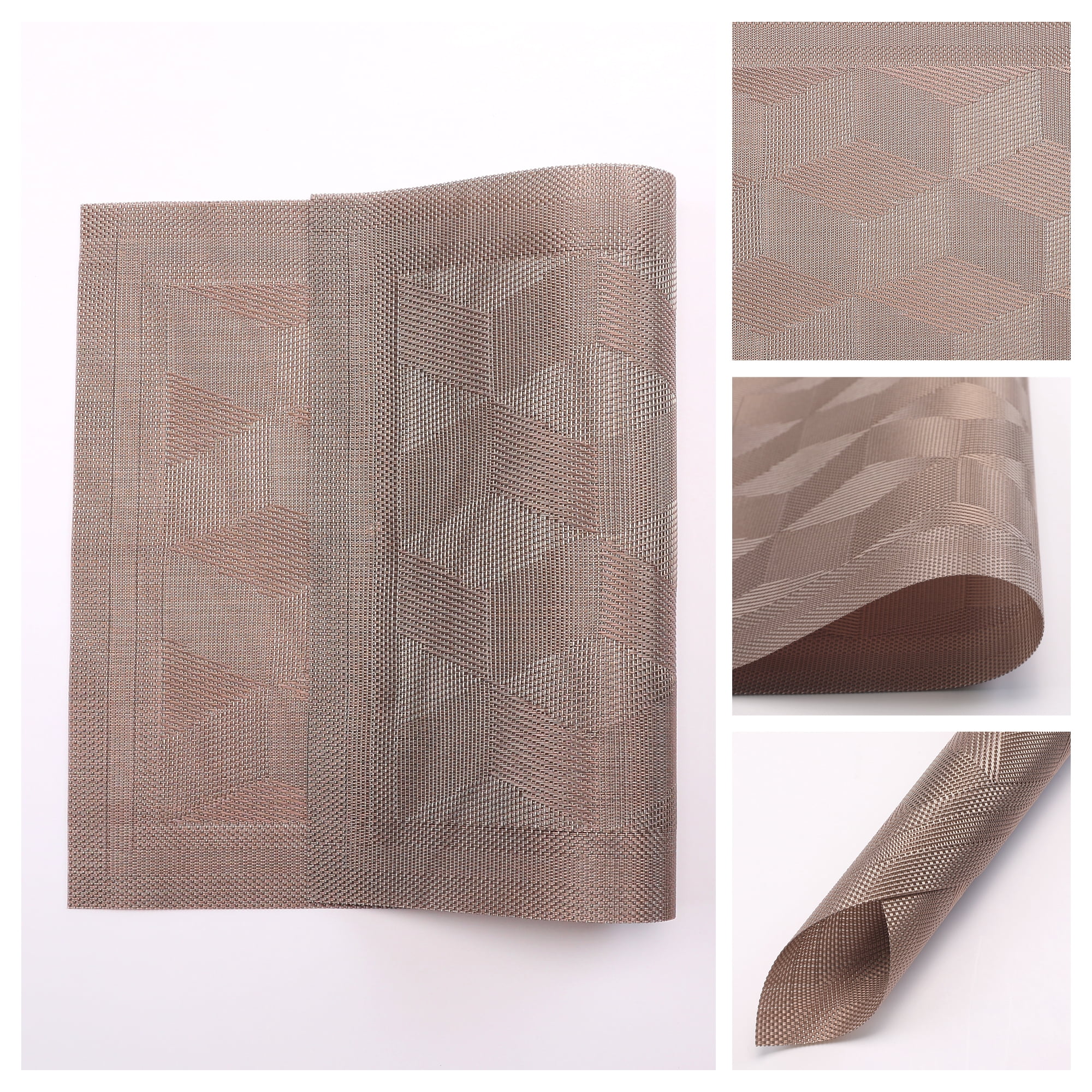 Unique Bargains Set of 6 Washable Plastic Placemats Kitchen Mat Rose Gold