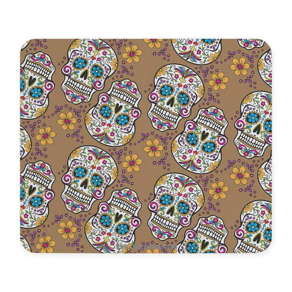 CafePress - Sugar Skull Halloween Khaki Mousepad - Non-slip Rubber Mousepad, Gaming Mouse Pad